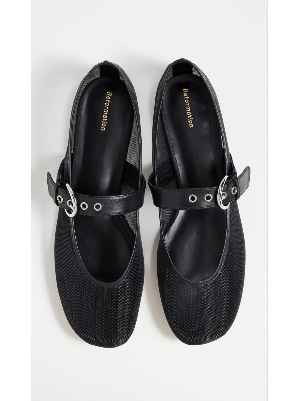 Reformation Bethany Black Mesh Ballet Flats New!